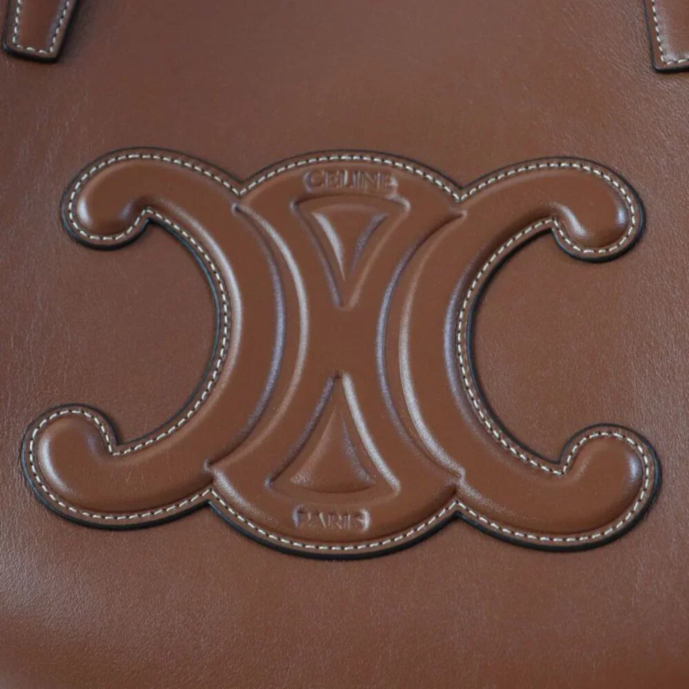 Celine Du3.04 lu Cuir Triomphe Coufant Medium Tote Bag Tan Smooth Calfskin - Picture 10 of 13